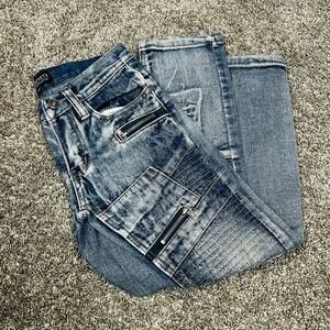 Denim & Rivets Boys Distressed Zip Grunge Hip-Hop Denim Blue Jeans Size 8